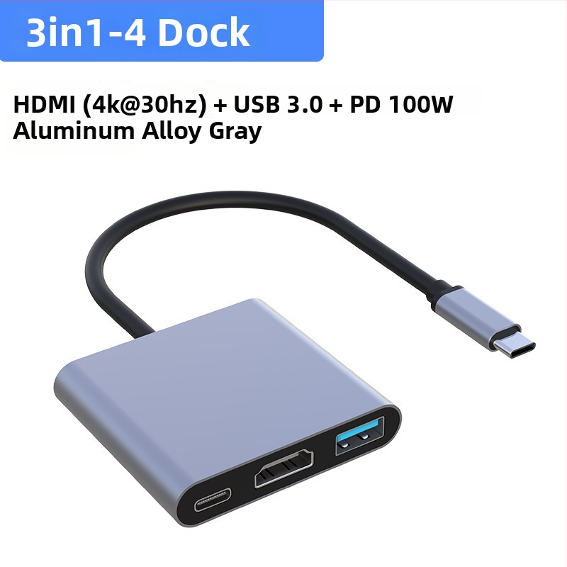 Type-C na HDMI 3-v-1 dokovacia stanica pre TV a projektor — HDMI výstup, Type-C rozhranie, bez vonkajšieho napájania