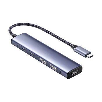 USB-C 5-u-1 hub za telefone i računala, USB 3.0, prijenos do 5 Gbps, vanjsko napajanje, kabel 18 cm
