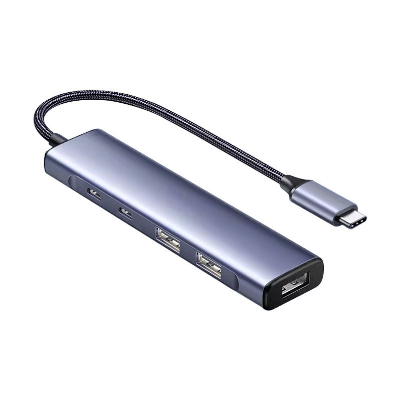 USB-C 5-u-1 hub za telefone i računala, USB 3.0, prijenos do 5 Gbps, vanjsko napajanje, kabel 18 cm