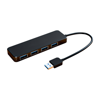 USB 3.0 hub so 4 portami, One-to-Four rozbočovač, docking stanica, 5Gbps, napájanie cez USB, model AB3-L42