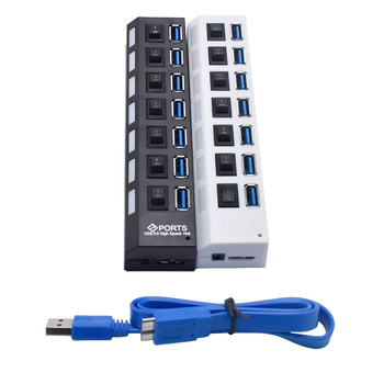 7-portový USB 3.0 HUB s nezávislými prepínačmi, externé napájanie