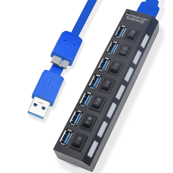 7-portový USB 3.0 HUB s nezávislými prepínačmi, externé napájanie