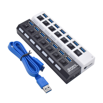7-portový USB 3.0 HUB s nezávislými prepínačmi, externé napájanie
