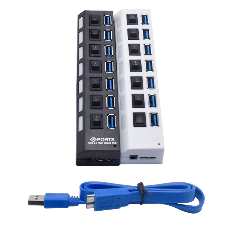 7-portový USB 3.0 HUB s nezávislými prepínačmi, externé napájanie