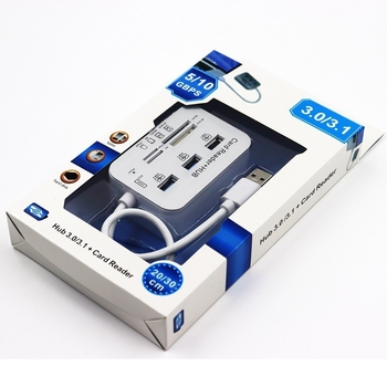 Willis USB 3.0 6-portový HUB s čítačkou kariet so štyrmi slotmi, rýchlosť prenosu 5 Gbps, kábel 20 cm