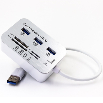 Willis USB 3.0 6-portový HUB s čítačkou kariet so štyrmi slotmi, rýchlosť prenosu 5 Gbps, kábel 20 cm