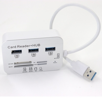 Willis USB 3.0 6-portový HUB s čítačkou kariet so štyrmi slotmi, rýchlosť prenosu 5 Gbps, kábel 20 cm