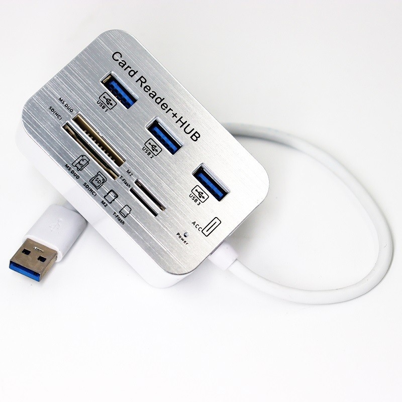 Willis USB 3.0 6-portový HUB s čítačkou kariet so štyrmi slotmi, rýchlosť prenosu 5 Gbps, kábel 20 cm