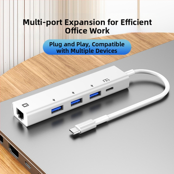 Hengweiyi HWY180 USB 2.0 OTG dokovacia stanica s Ethernetom 10/100 Mbps, kábel 1,2 m, externé napájanie