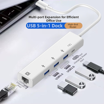 Hengweiyi HWY180 USB 2.0 OTG dokovacia stanica s Ethernetom 10/100 Mbps, kábel 1,2 m, externé napájanie