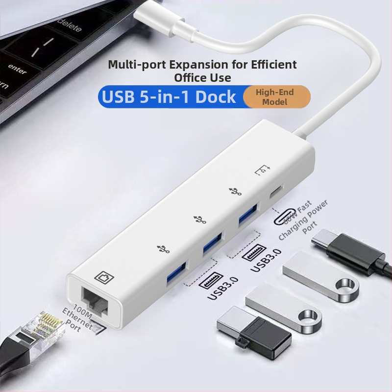 Hengweiyi HWY180 USB 2.0 OTG dokovacia stanica s Ethernetom 10/100 Mbps, kábel 1,2 m, externé napájanie