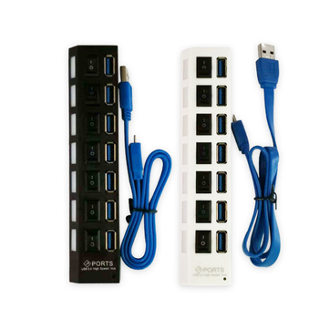 USB 3.0 hub s 7 portova, napajan, s neovisnim prekidačima, 5 Gbps