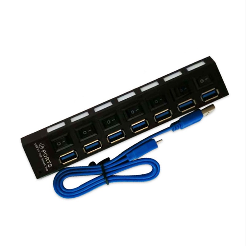 USB 3.0 hub s 7 portova, napajan, s neovisnim prekidačima, 5 Gbps