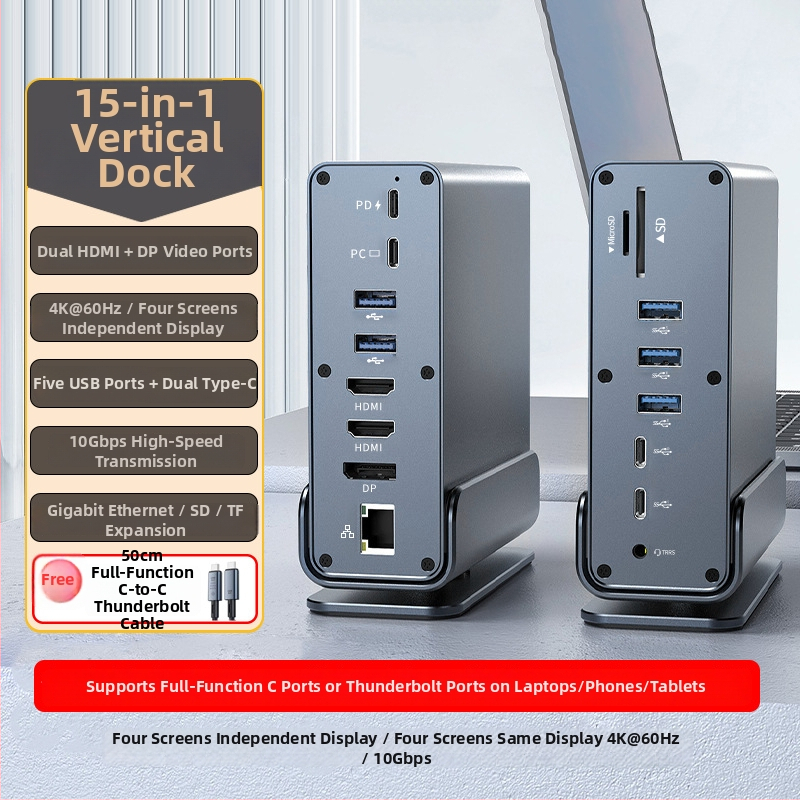 Σταθμός σύνδεσης Type-C με HDMI extender και USB 4.0, συμβατός με Apple MacBook, χωρίς εξωτερική παροχή ρεύματος