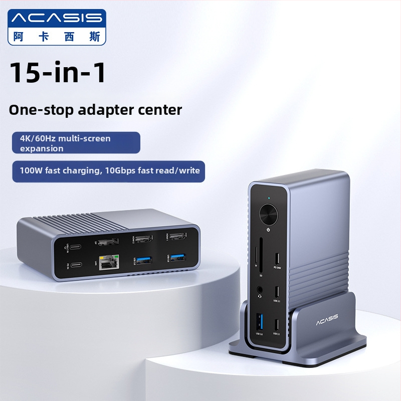 Acasis docking stanica za Thunderbolt 3/4/5 — 40Gbps, USB 3.1, vanjsko napajanje 65W PD, kabel 50 cm, model 00TB0301CN