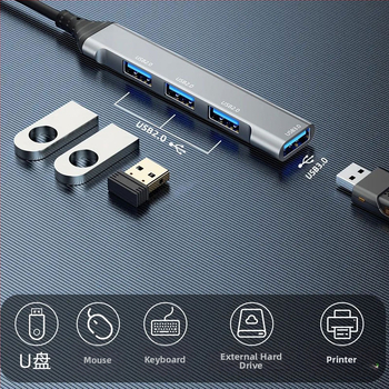USB-C 4-portový USB 3.0 docking hub, model A16T, 5 Gbps, bez externého napájania