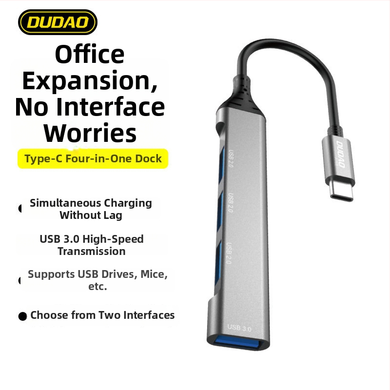 USB-C 4-portový USB 3.0 docking hub, model A16T, 5 Gbps, bez externého napájania