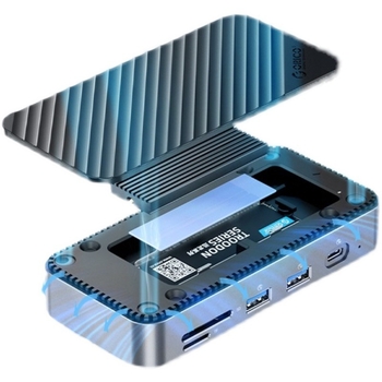 Orico DPM2p9 s ventilátorom – púzdro pre M.2 disk, stolová dokovacia stanica Thunderbolt 3, Type-C rozhranie, bez externého napájania