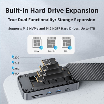 Orico DPM2p9 s ventilátorom – púzdro pre M.2 disk, stolová dokovacia stanica Thunderbolt 3, Type-C rozhranie, bez externého napájania
