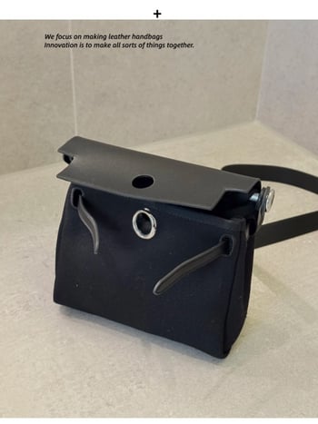 Ženska torba od prave kože crossbody bucket stila, podstava od platna, otvorený vrh, džep za mobitel, jedna naramenica