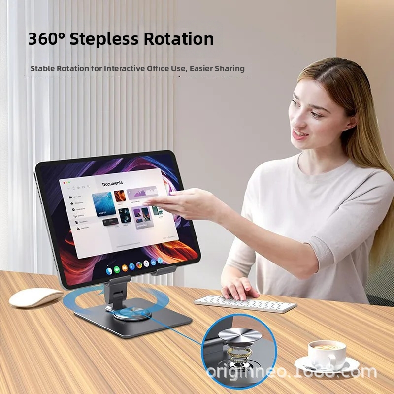 Stalak za tablet od aluminijske legure s docking stanicom od 8 portova, HDMI 4K60, PD100W napajanje, rotirajući i sklopivi
