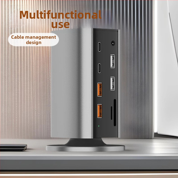 Vertikálna dokovacia stanica 12-in-1, USB-C, USB 3.2 10Gbps, 4K/8K, externé napájanie, kábel 0,15 m