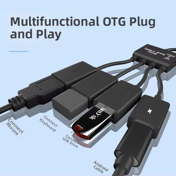OTG USB hub so spínačom, 4 porty, USB 2.0, bez externého napájania
