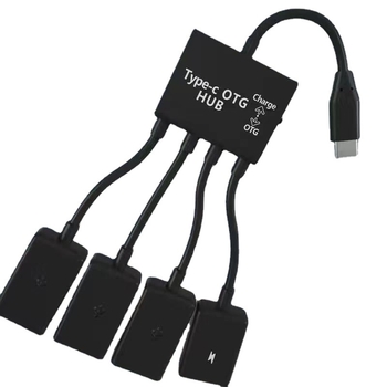 OTG USB hub so spínačom, 4 porty, USB 2.0, bez externého napájania