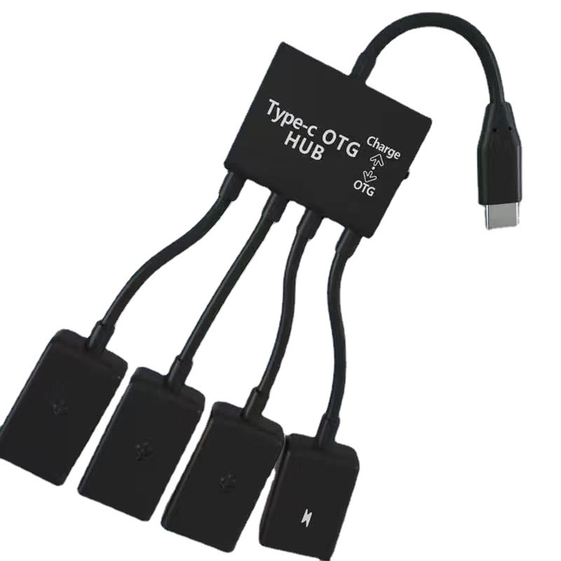OTG USB hub so spínačom, 4 porty, USB 2.0, bez externého napájania
