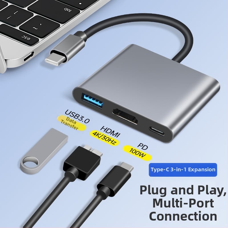 ZEADOW ZD1002 Typ-C na HDMI 4K Docking Station USB 3.0 PD Rýchle nabíjanie