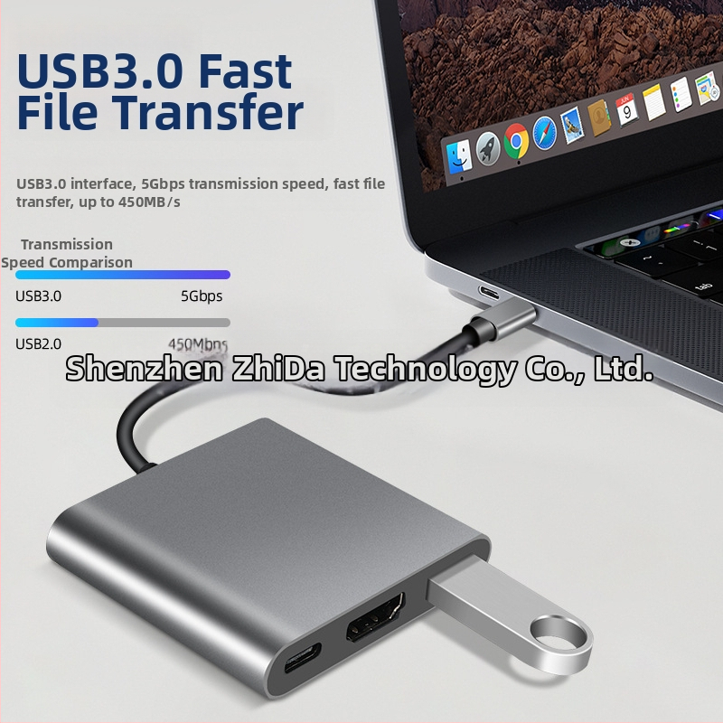 ZEADOW ZD1002 Typ-C na HDMI 4K Docking Station USB 3.0 PD Rýchle nabíjanie