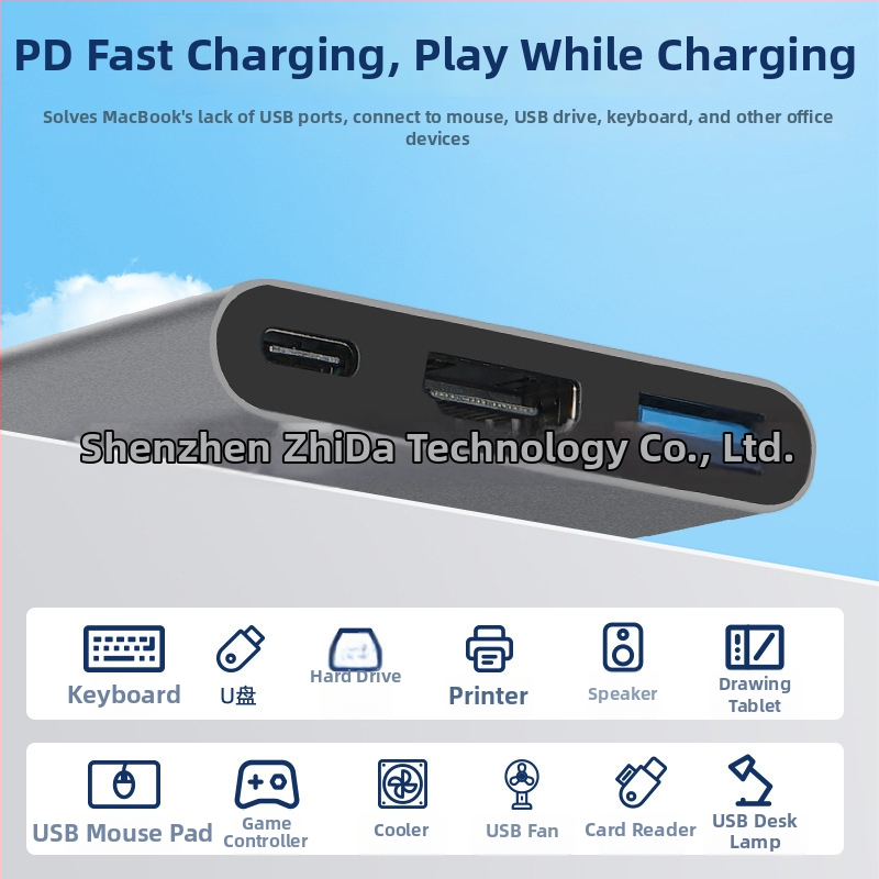 ZEADOW ZD1002 Typ-C na HDMI 4K Docking Station USB 3.0 PD Rýchle nabíjanie