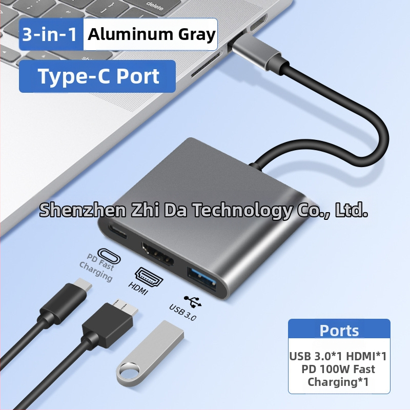 ZEADOW ZD1002 Typ-C na HDMI 4K Docking Station USB 3.0 PD Rýchle nabíjanie