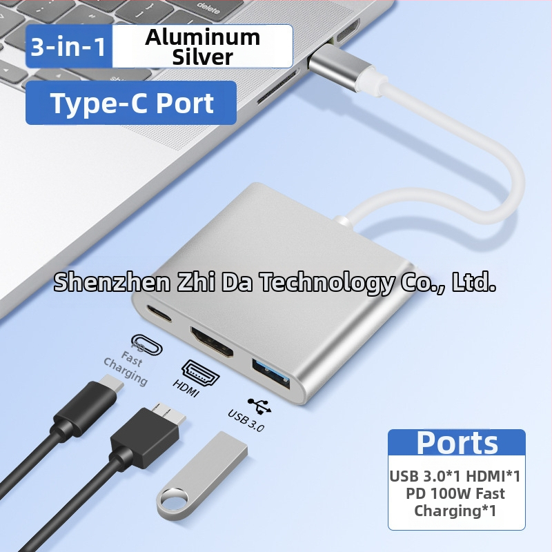 ZEADOW ZD1002 Typ-C na HDMI 4K Docking Station USB 3.0 PD Rýchle nabíjanie
