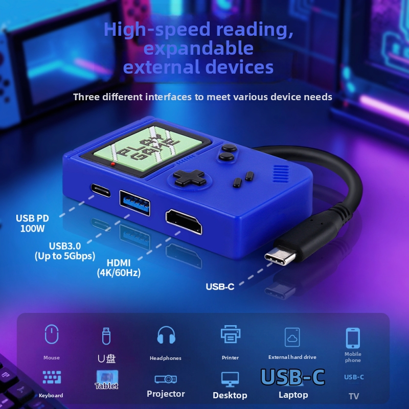 HDMI dokovacia stanica s USB 3.0 hubom (Type-C) – 3 porty, 5 Gbps, napájaná cez zbernicu