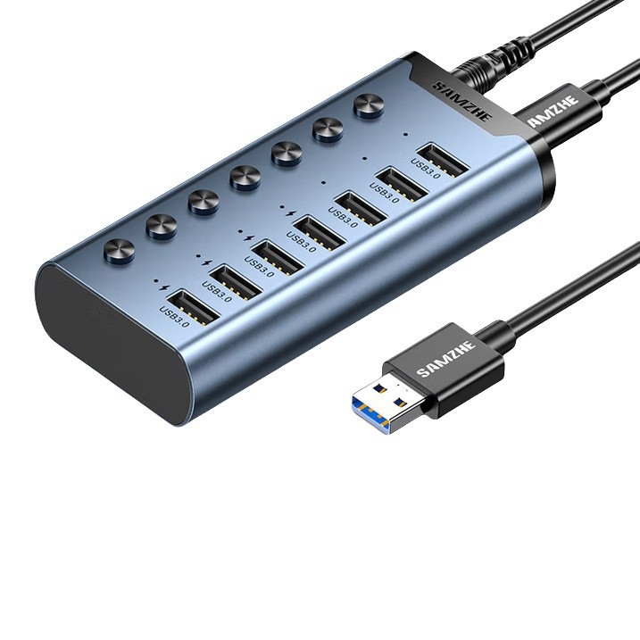 Napajana USB 3.0 docking stanica s 7- ili 10 portova, 5 Gbps, 1 m kabel, za PC, tvrdi disk, tipkovnicu i miš