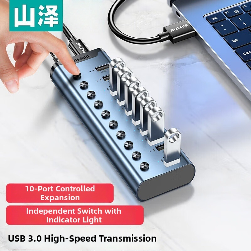 Napajana USB 3.0 docking stanica s 7- ili 10 portova, 5 Gbps, 1 m kabel, za PC, tvrdi disk, tipkovnicu i miš