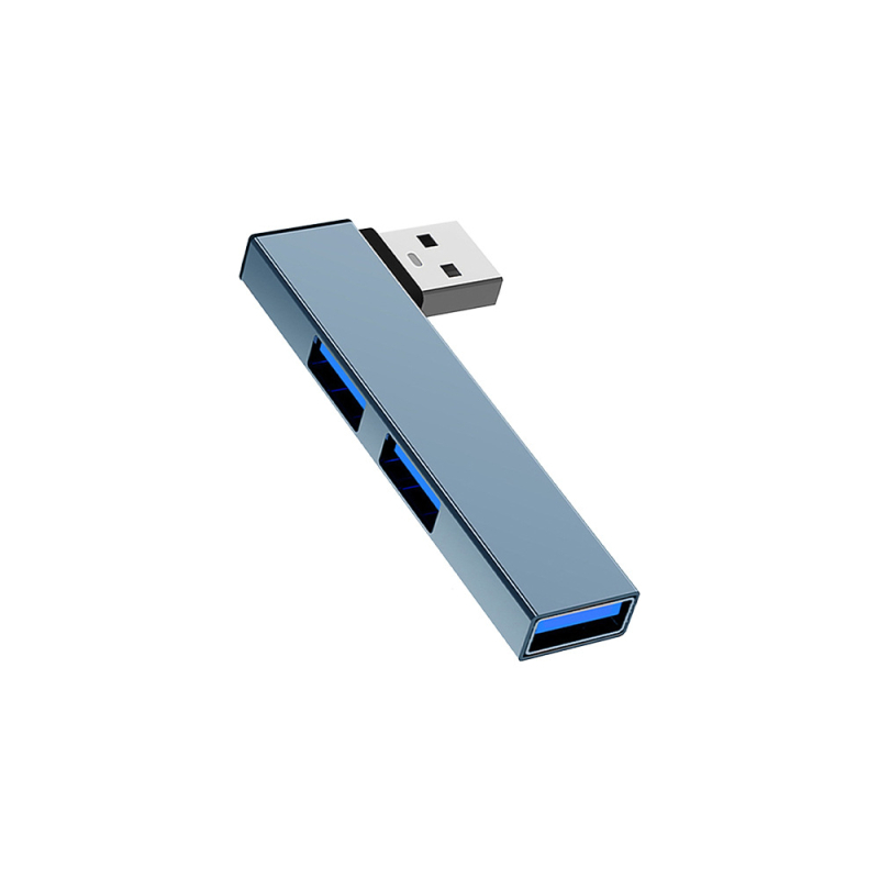 Type-C dokovacia stanica, uhlový konvertor hub splitter, USB 3.0, kovové telo, 1–3 porty, dĺžka kábla 6,6 mm