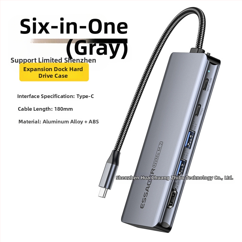 ESSAGER ES-HB01 M.2 docking stanica s USB-C hubom, zabudovaný M.2 SSD box, napájaná cez USB, 10 Gbps