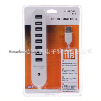 8-portový USB 2.0 hub, model 2108C, USB 2.0 rozhranie, 480 Mbps, bez externého napájania