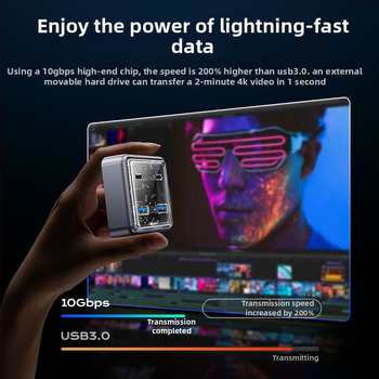 Orico Type-C rozširovací dok s 4 portami USB 3.2 Gen2, 1000 Mbps, model ORICO-XHJ2U2C-G2-GY