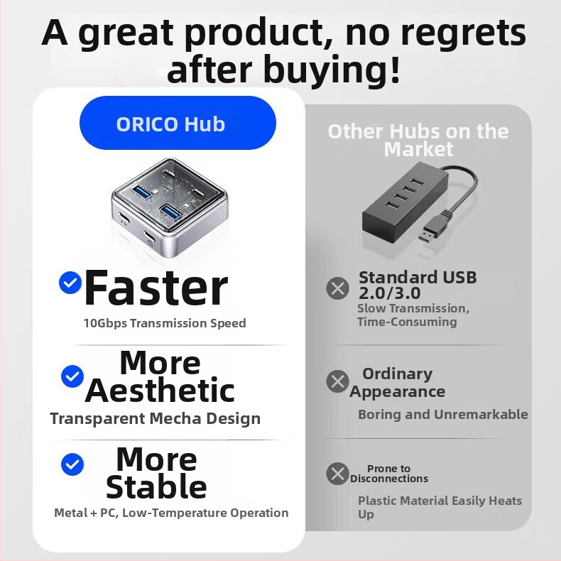 Orico Type-C rozširovací dok s 4 portami USB 3.2 Gen2, 1000 Mbps, model ORICO-XHJ2U2C-G2-GY