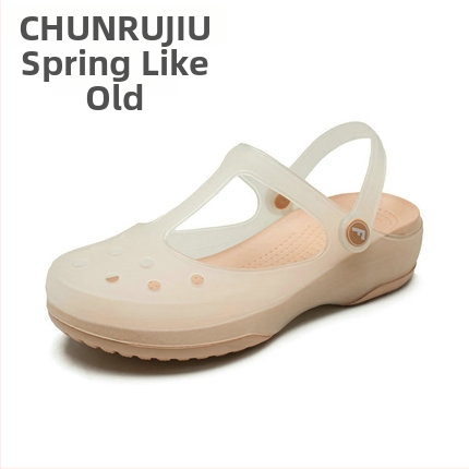 Moterų Mary Jane perforuotos avalynės su TPU viršumi, EVA padas, neslystantis, storas padas, pado storis 3,5 cm