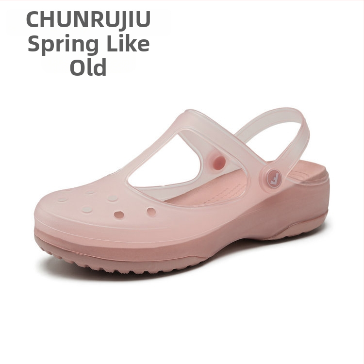 Moterų Mary Jane perforuotos avalynės su TPU viršumi, EVA padas, neslystantis, storas padas, pado storis 3,5 cm