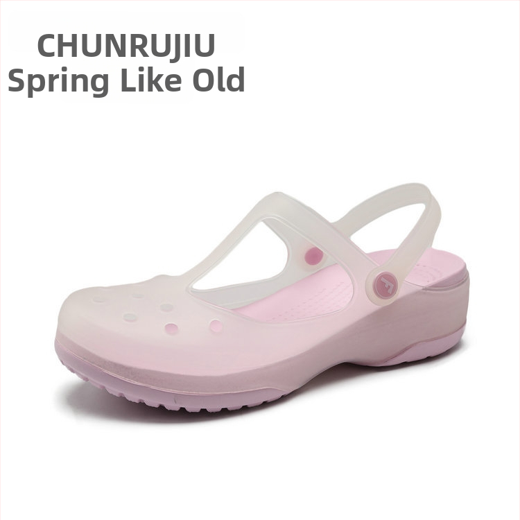 Moterų Mary Jane perforuotos avalynės su TPU viršumi, EVA padas, neslystantis, storas padas, pado storis 3,5 cm