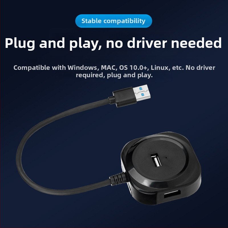 USB 2.0 stolná docking stanica, 4 porty, 5 Gbps prenosová rýchlosť, kábel 20 cm, napájanie cez USB