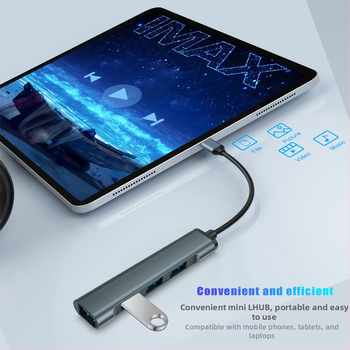 USB 3.0 hub s 4 portami, napájanie cez USB, bez externého napájania, 9 cm kábel, 5 Gbps