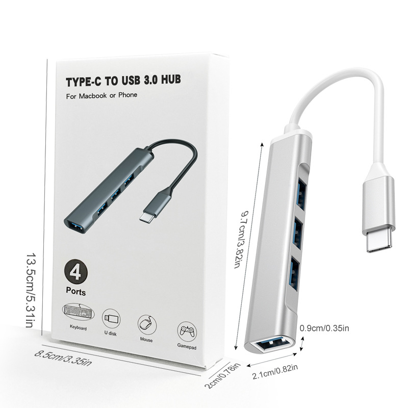 USB 3.0 hub s 4 porta, napajanje preko USB-a, 9 cm kabel, 5 Gbps