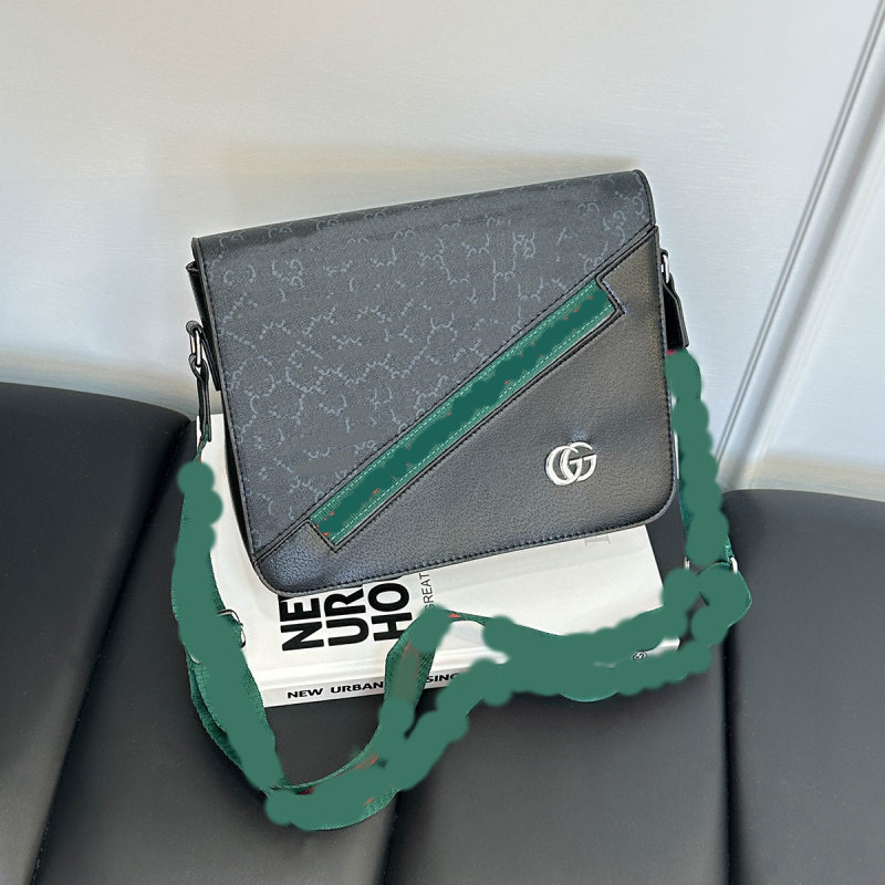 Geantă de umăr pentru bărbați - piele PU, căptușeală din pânză, stil urban minimalist, model cu litere, marcă privată autorizată, impermeabilă, rezistentă la uzură, capacitate extensibilă