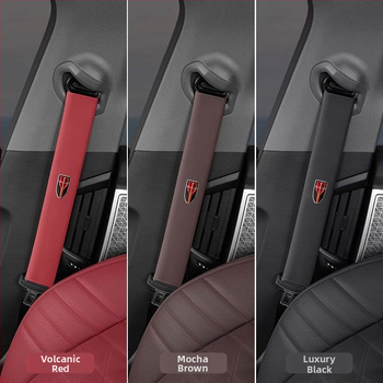 Kožený ramenný vankúš na bezpečnostný pás – Qianwei, 80 g, s potlačou loga